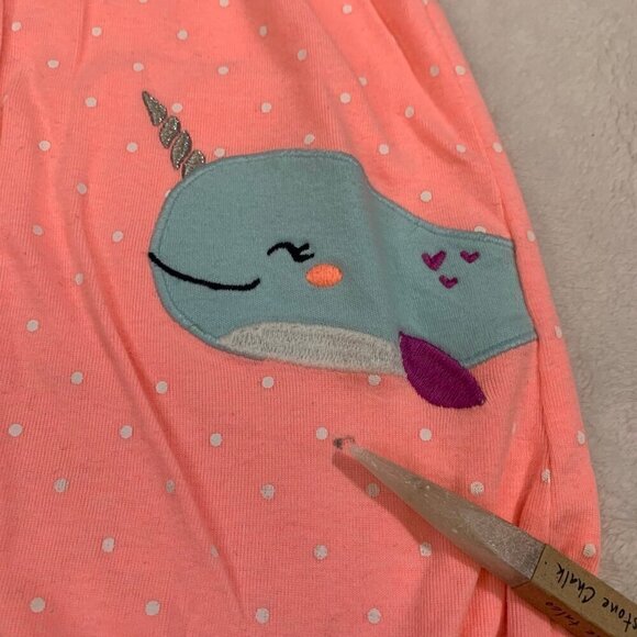 5/$25 Carter's peach narwhal unicorn sleeveless shorts romper jumper outfit - Picture 2 of 4